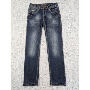 Tramway Jeans Mens 34X34 Slim Straight Buttonfly Western Cowboy Southwest Blue